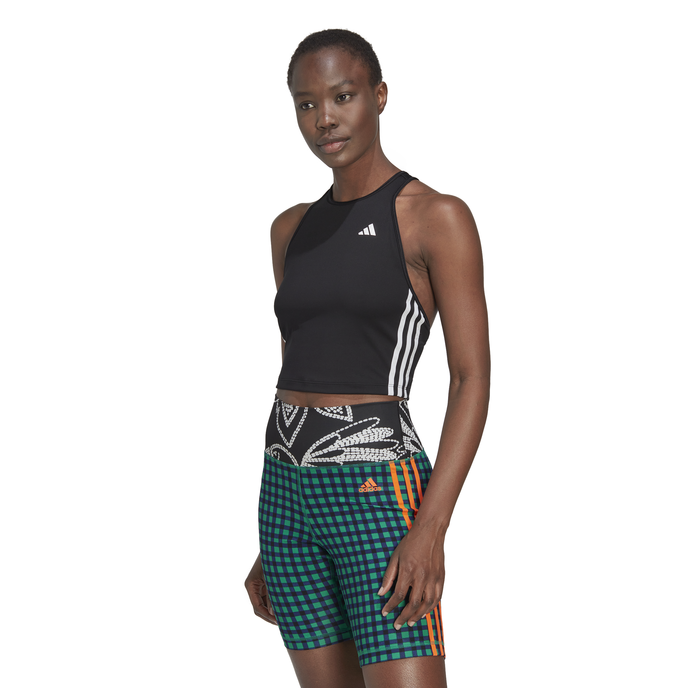 Womens 3 Stripes Crossback Fitted Crop Tank