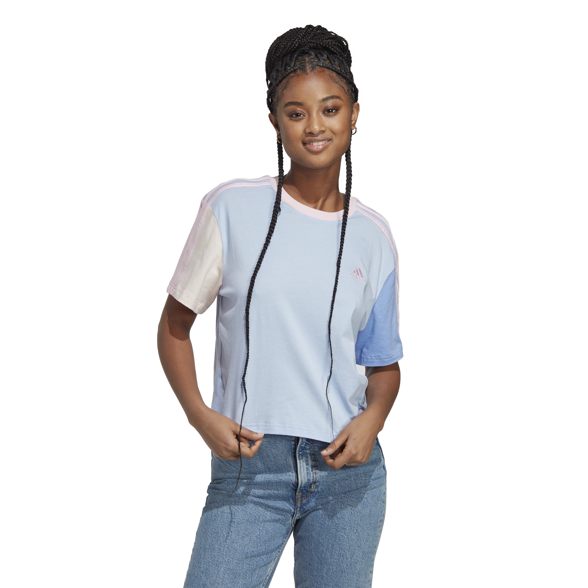 Womens 3 STripes Crop Short Sleeve T-Shirt