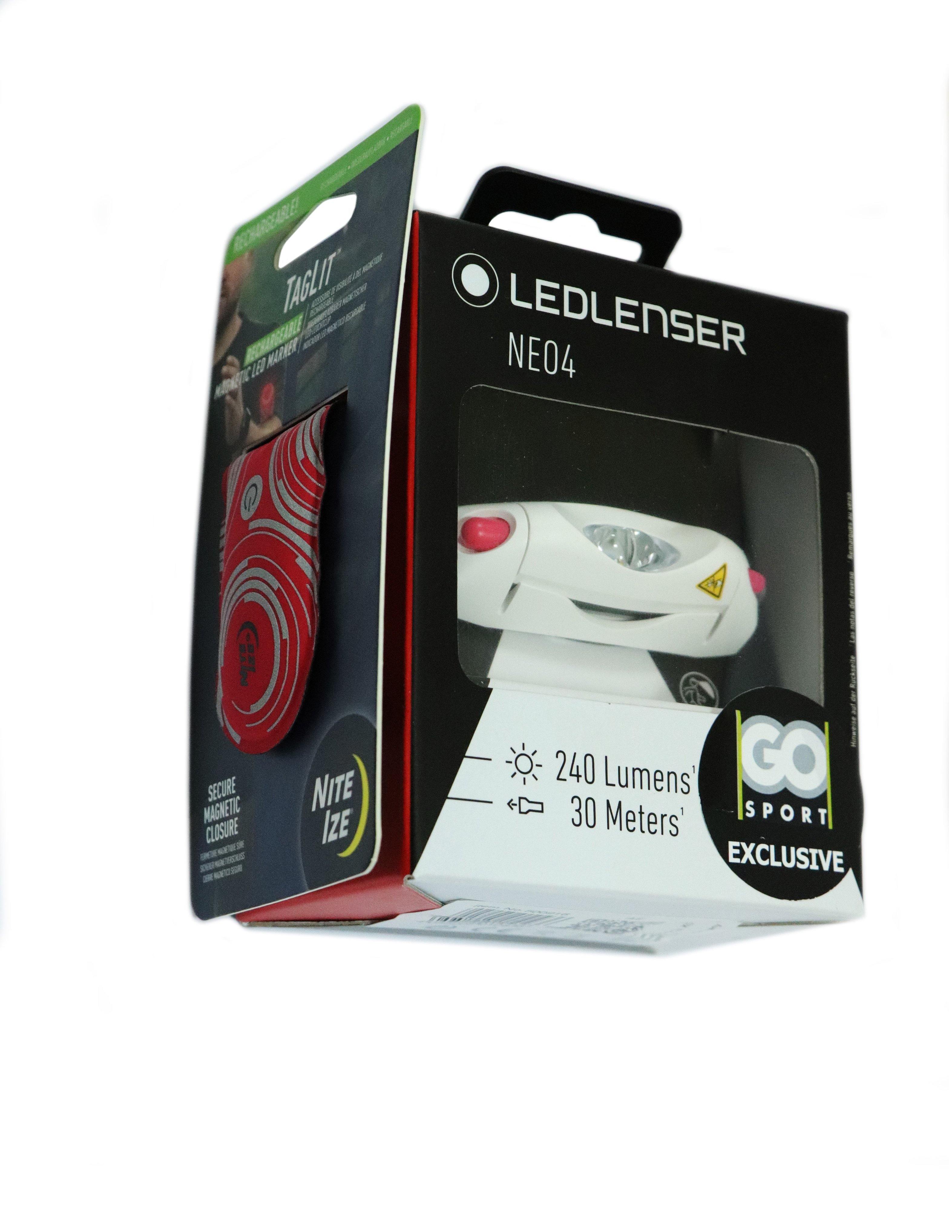 Ledlenser NEO4 Pink  Headlight with NiteIze Taglit Runners Safety Light - Gosportcom