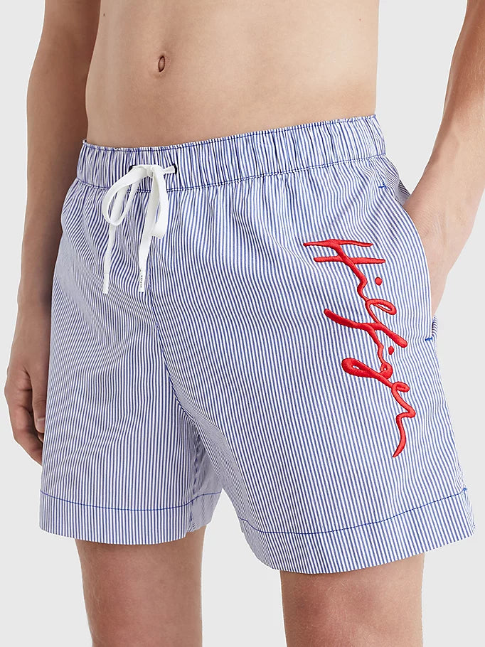 Mens Hilfiger Logo Twist Mid Length Swim Shorts