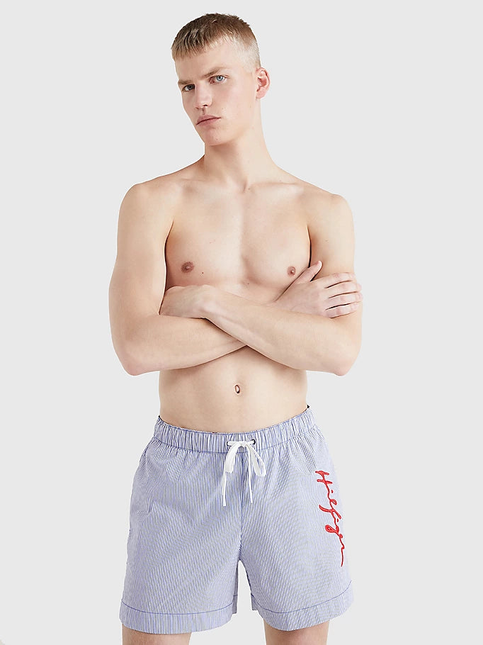 Mens Hilfiger Logo Twist Mid Length Swim Shorts