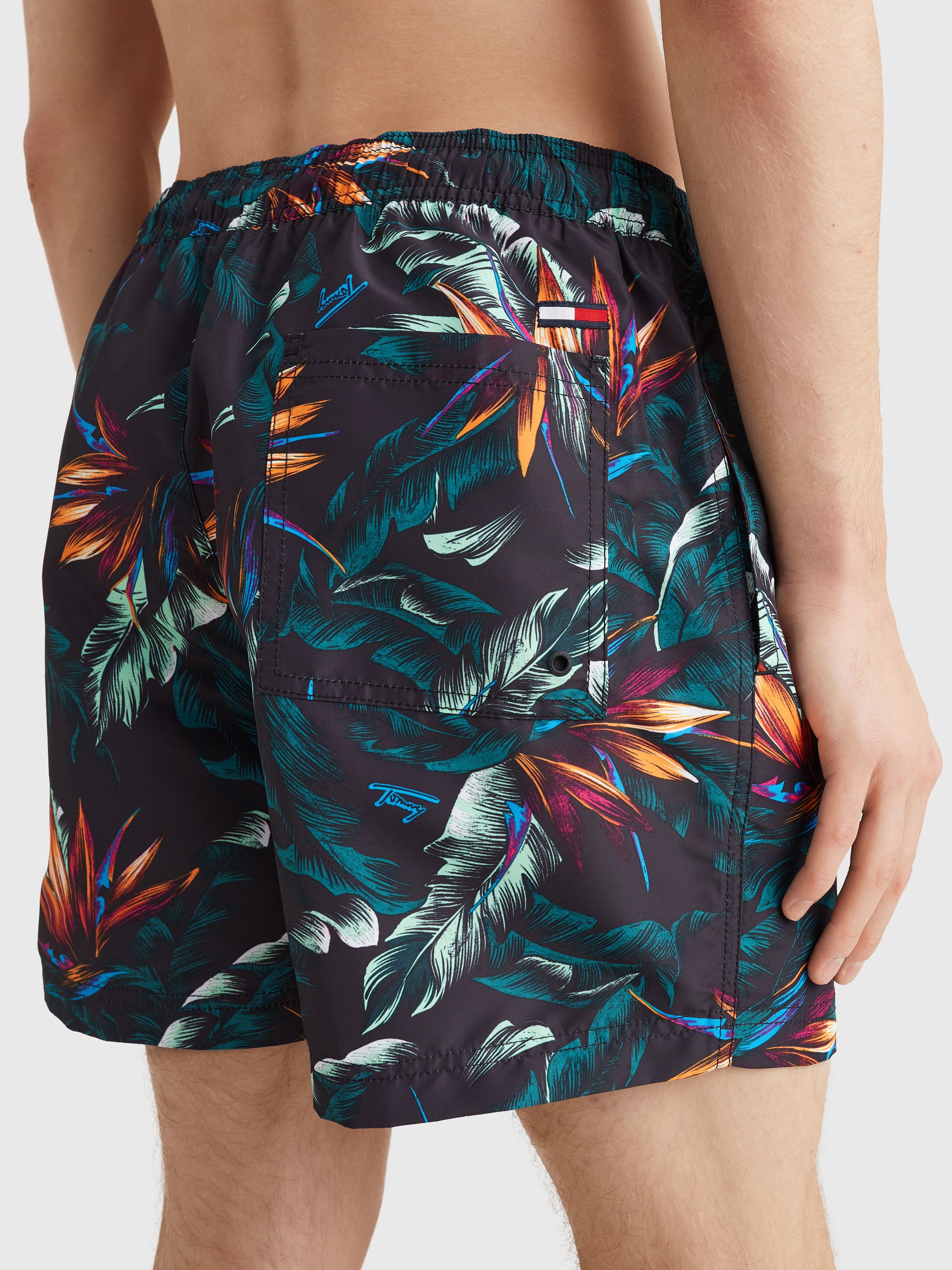 Mens Essential Print Mid Length Swim Shorts