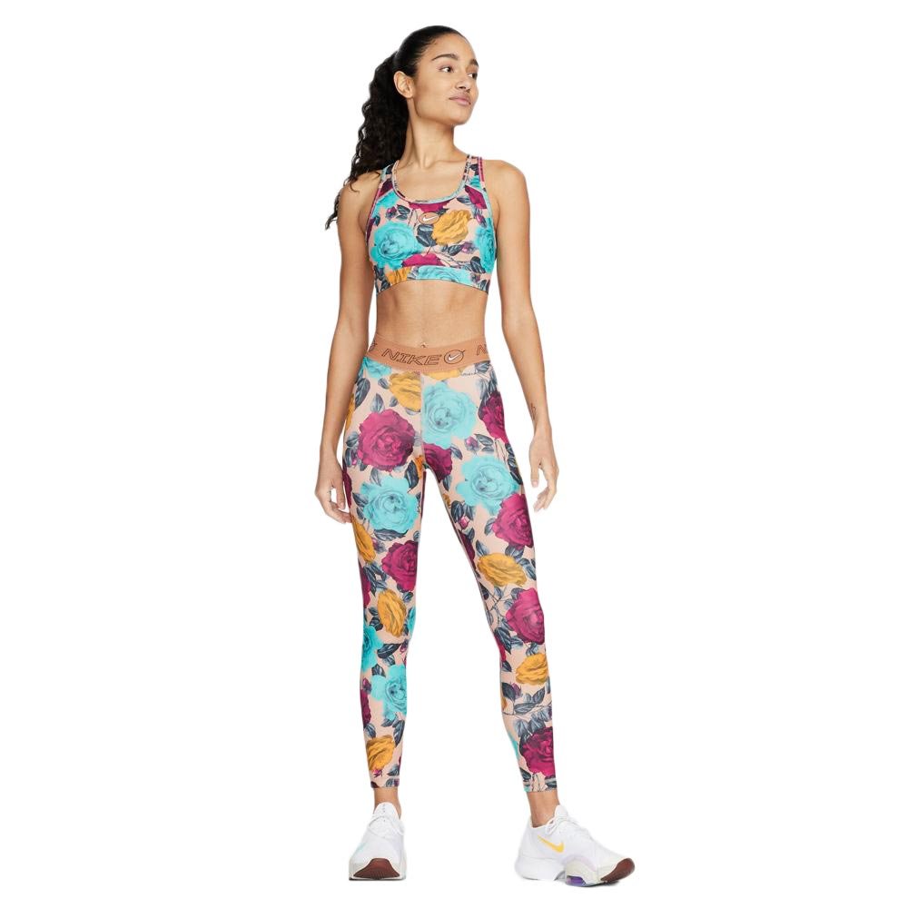 Womens Dri-Fit Printed Strappy Medium Impact Sports Bra